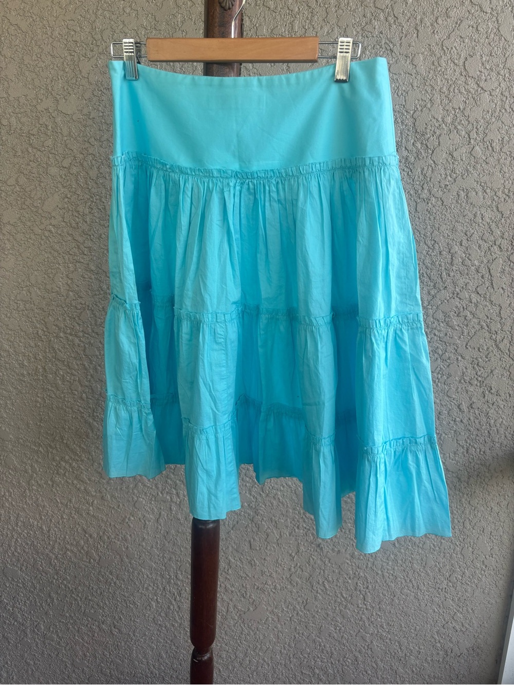 Trina Turk Aqua Blue Tiered Midi Skirt